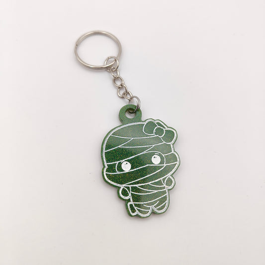 Mummy Keyring - Green Glitter
