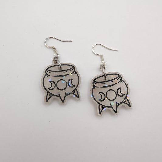 Witch’s Cauldron (Small) Earrings - White