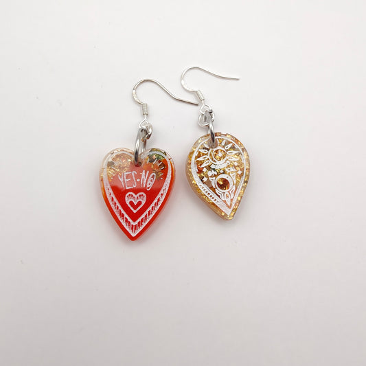 Ouija Board (Mini) Earrings - Red/Gold