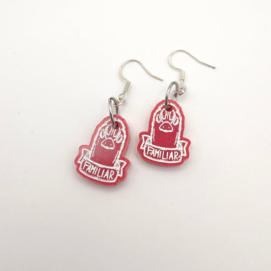 Cat Paw Earrings - Red