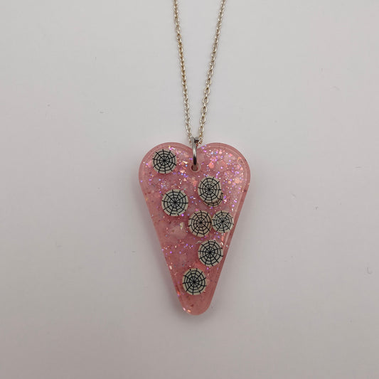 Heart Necklace - Pink Spiderweb