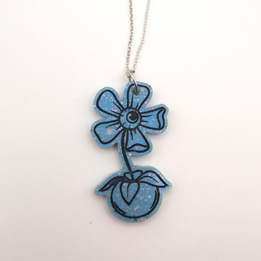 Flower Monster Necklace - Blue