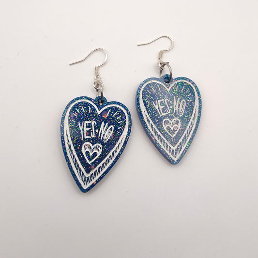 Ouija Board (Yes/No) Earrings - Dark Blue Sparkles