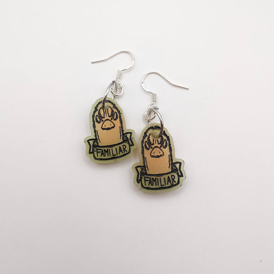 Cat Paw Earrings - Orange/Green