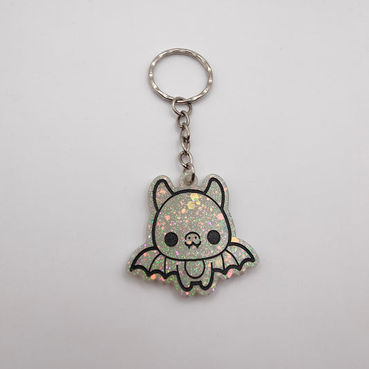 Bat Keyring - White