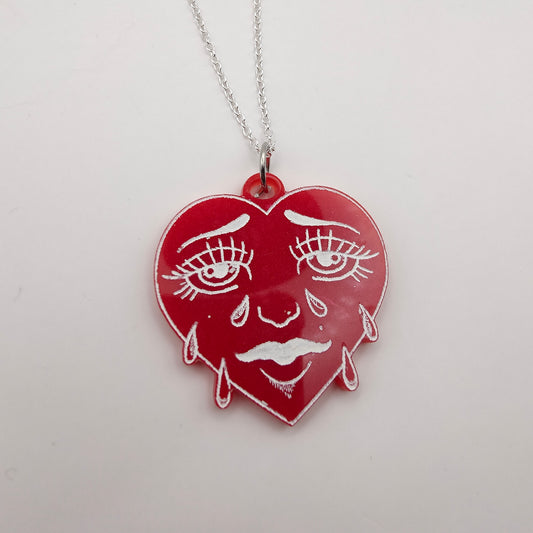 Crying Heart Necklace - Red