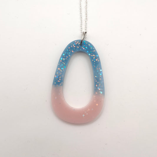 Oval Necklace - Blue / Pink