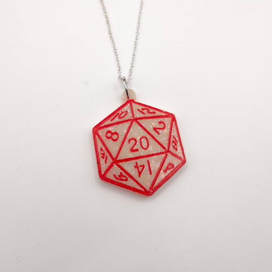Dice Necklace - White / Red