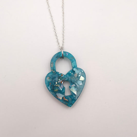 Padlock Necklace - Blue