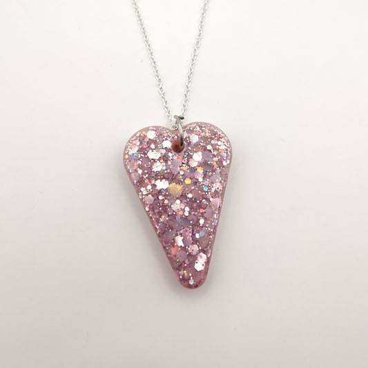 Heart Necklace - Light Pink Sparkles