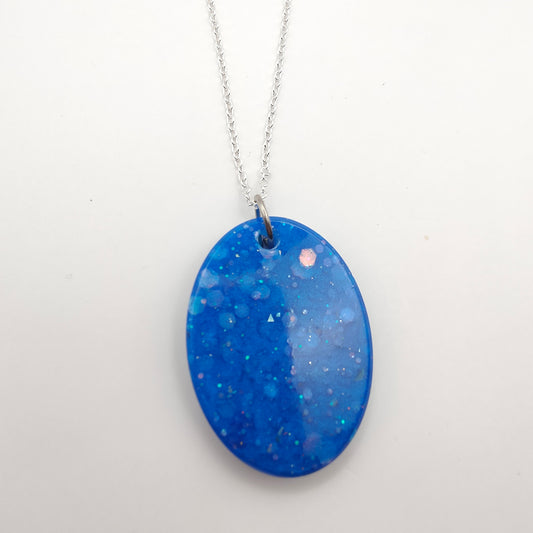 Oval Resin Necklace - Blue