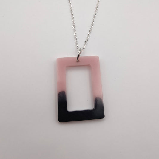 Rectangle Necklace - Black/Pink