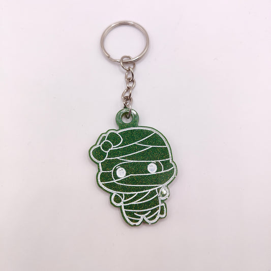 Mummy Keyring - Green Glitter Left