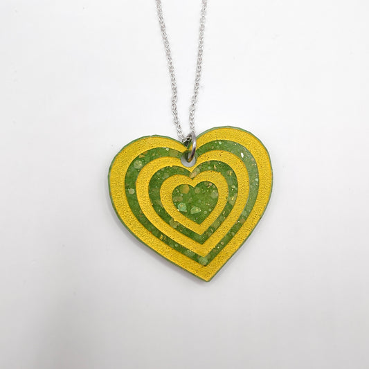 Heart Necklace - Green / Yellow