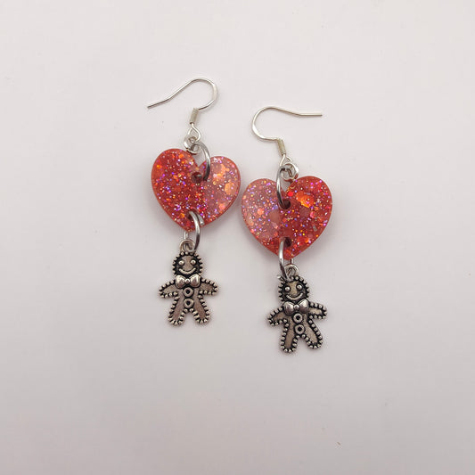 Gingerbread Heart Earrings - Amber