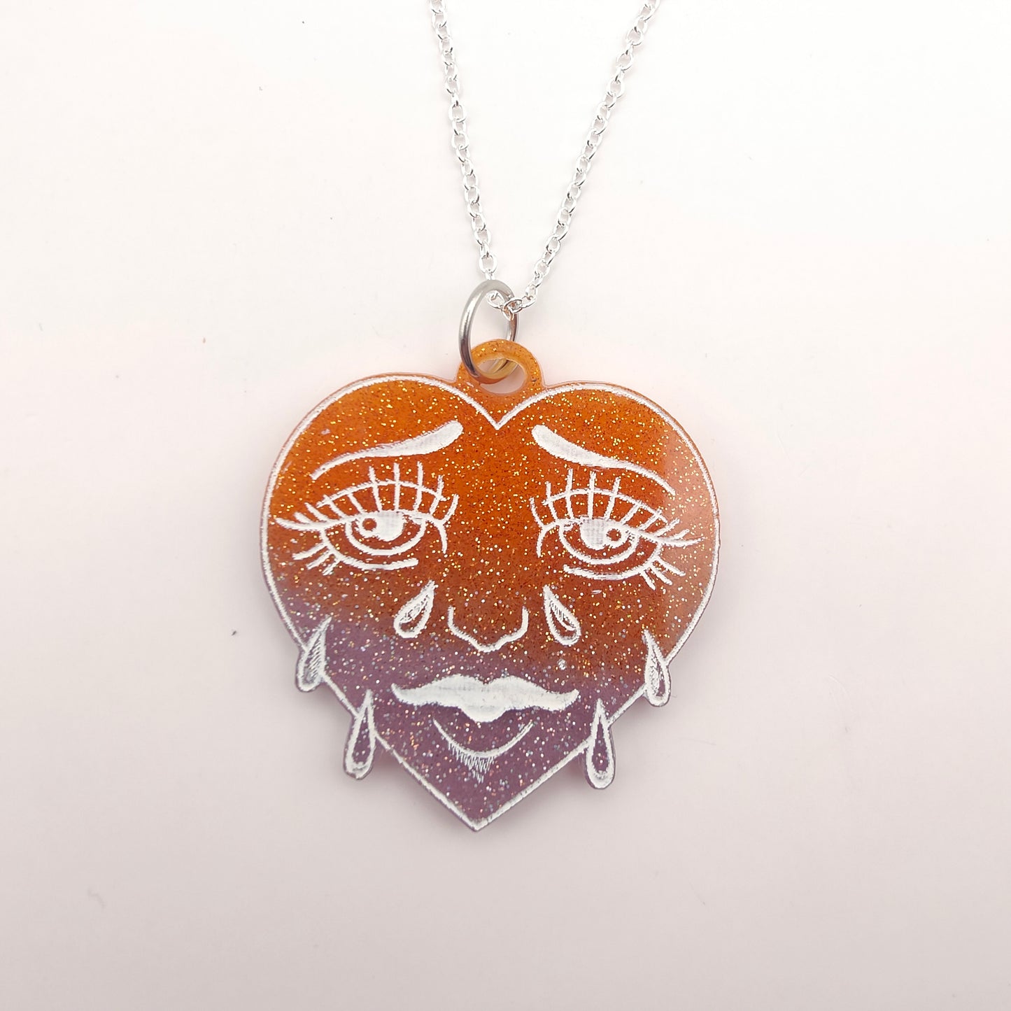 Crying Heart Necklace - Purple/Orange