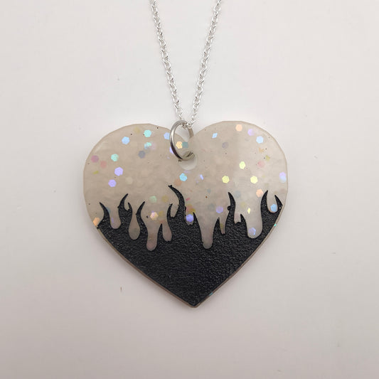 Heart Necklace - White Sparkles