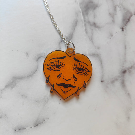 Crying Heart Necklace - Orange