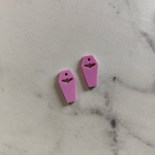 Bat Coffin Earrings - Pink