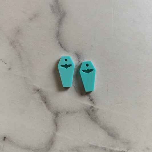 Bat Coffin Earrings - Blue
