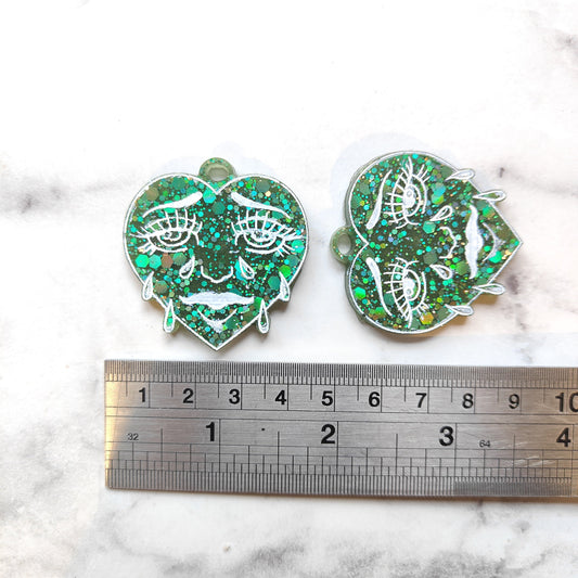 Crying Heart Tattoo Earrings - Orange