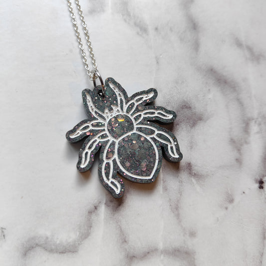 Spider Necklace - Matte Black Sparkles