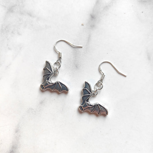 Bat Earrings - Silver