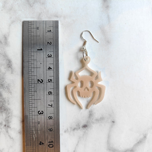 Spider Skull (Large) Earrings - Pink