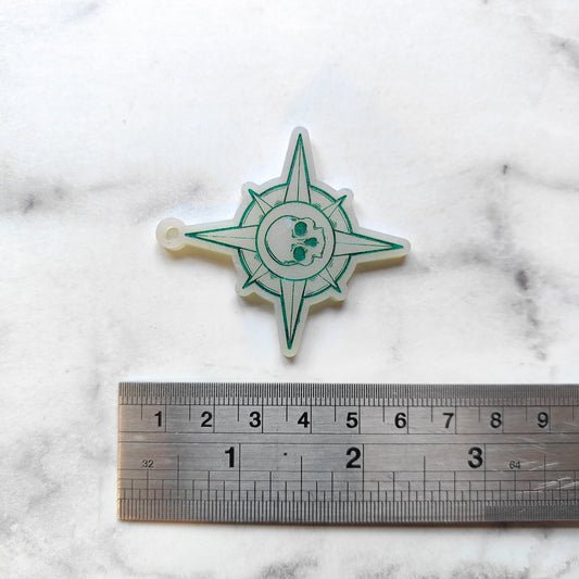 Skull Compass Earrings - Green