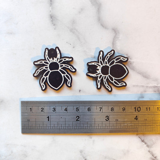Spider Earrings - White Glitter