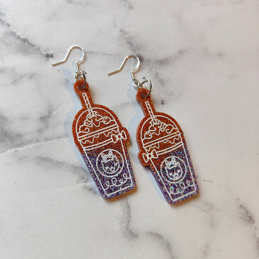 Milkshake Spooky Cat Earrings - Glitter Halloween