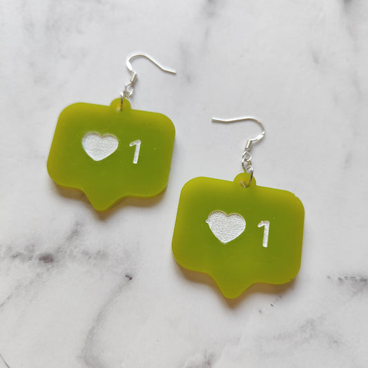 Like Notification Earrings - Green
