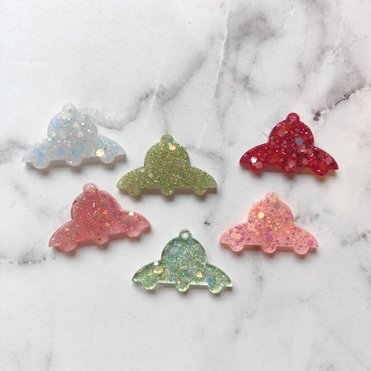 UFO Earrings - Red Sparkles