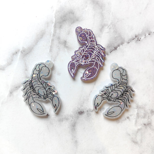Scorpion Earrings - White Sparkles