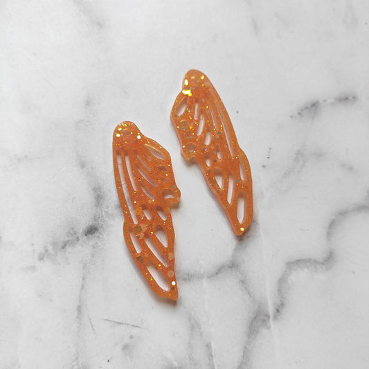 Fairy Wing Earrings - Orange Sparkles