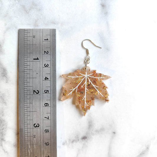 Autumn Leaf Earrings - Pale Gold Flake
