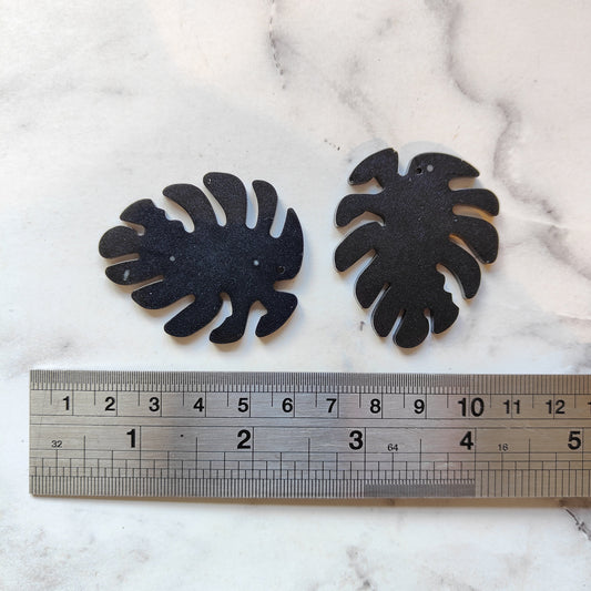 Monstera Leaf (Large) Earring - Purple Glitter