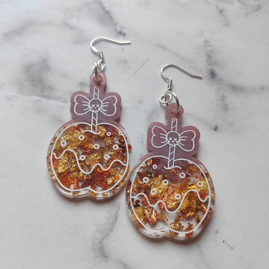 Toffee Apple Earrings - Pink/Gold Flake