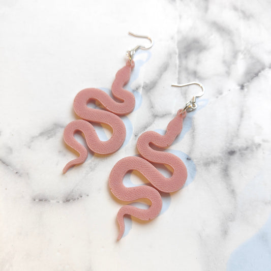 Snake (Large) Earrings - Pink