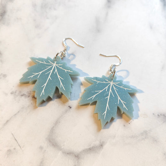 Autumn Leaf Earrings - Blue