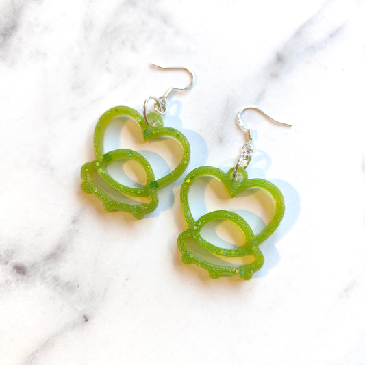 Alien Spaceship Heart Earrings