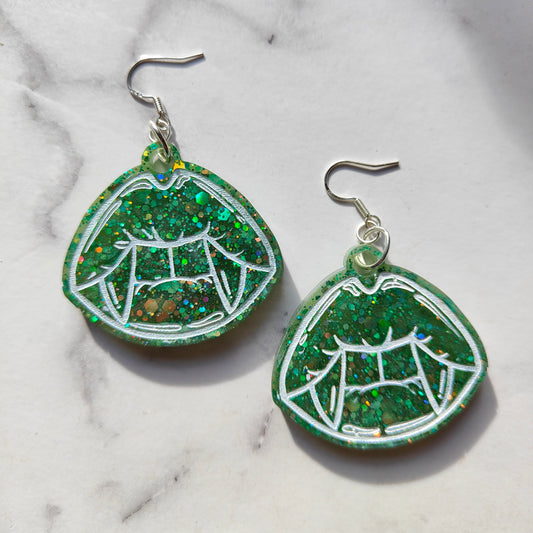 Vampire Lips Earrings - Green Sparkles