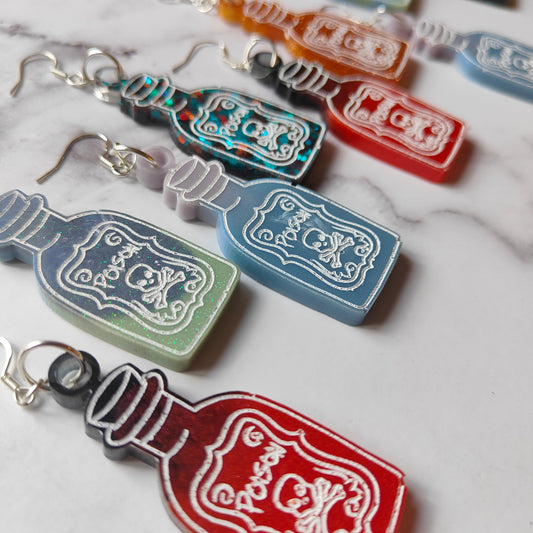 Poison Bottle Earrings - Blue