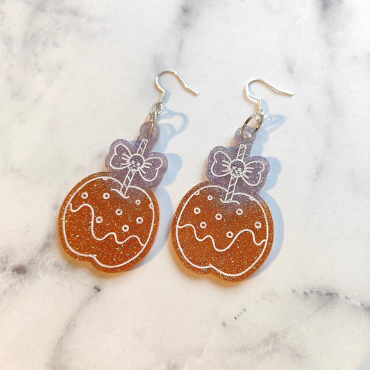 Toffee Apple Earrings - Glitter Halloween
