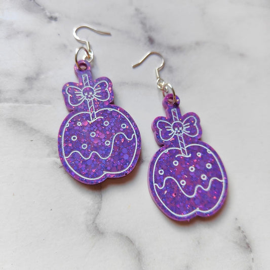 Toffee Apple Earrings - Purple Sparkles