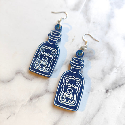 Poison Bottle Earrings - Blue