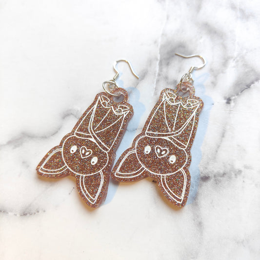 Bat (Upside Down) Earrings - Sparkle