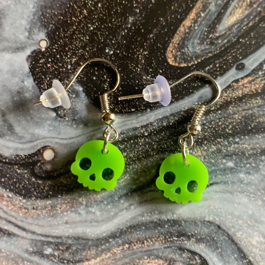 Skull (Small) Earrings - Green