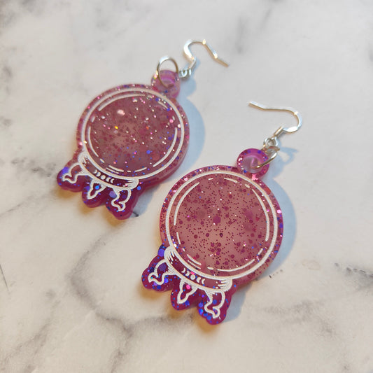 Magical Crystal Ball Earrings - Purple/Pink