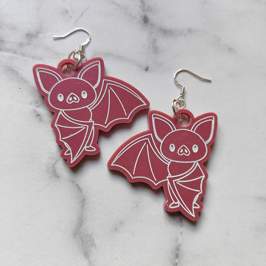 Bat (Large) Earrings - Pink